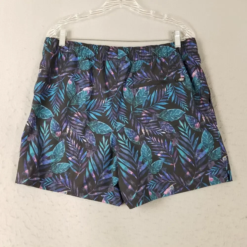 Reel Legends Shorts Mens Large‎ Leaf Print Swim Trunks Shorts Pockets